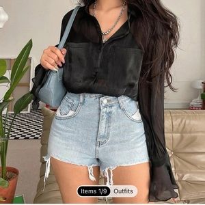 black long sleeve button up top